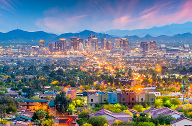 Downtown Phoenix at dusk