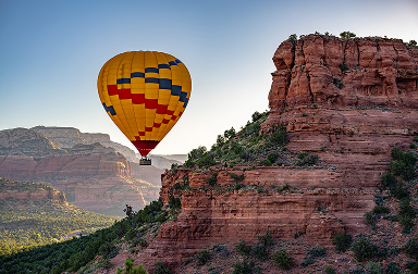 Hot air balloon over Sedona, Arizona.